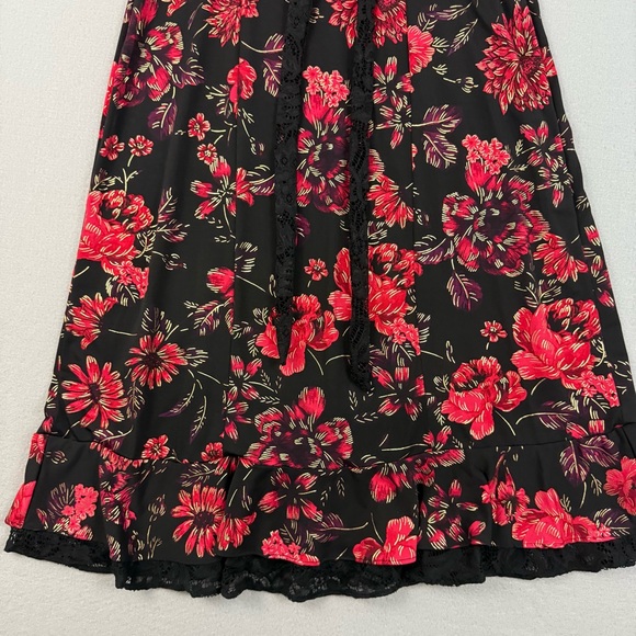 Perceptions‎ Women's Size Medium Black Dress with Red and Purple Floral Accents - Picture 4 of 9